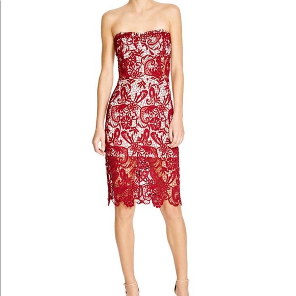 Olivaceous Strapless Lace Dress Size M - Picture 1 of 8